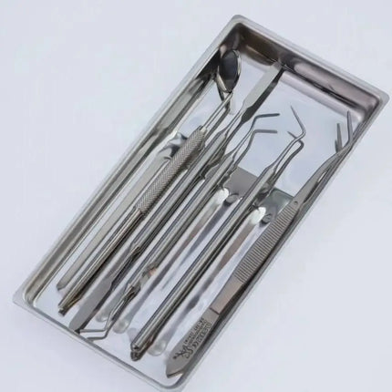 Rectangular Metal Instrument Tray for 7 Instruments