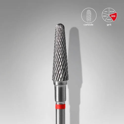Carbide nail drill bit ’Thin Cone” 4*13 Red Staleks - Carbide nail drill bits