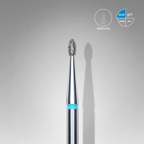 Diamond nail drill bit “Bud” Rounded 1.6*3.4 mm Blue STALEKS - Diamond nail drill bits