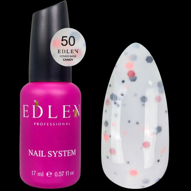 Edlen Cover Base Сandy №50 Milk with black and orange flakes 17ml