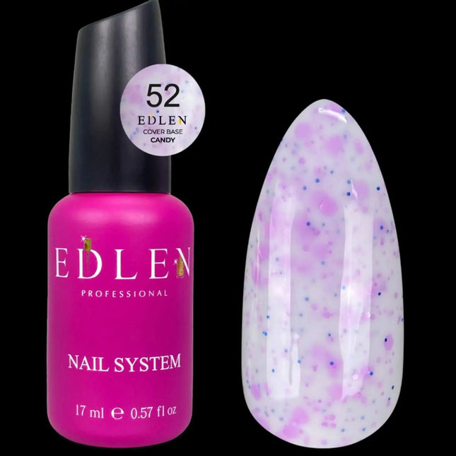 Edlen Cover Base Сandy №52 Milk with blue and purple flakes 17ml