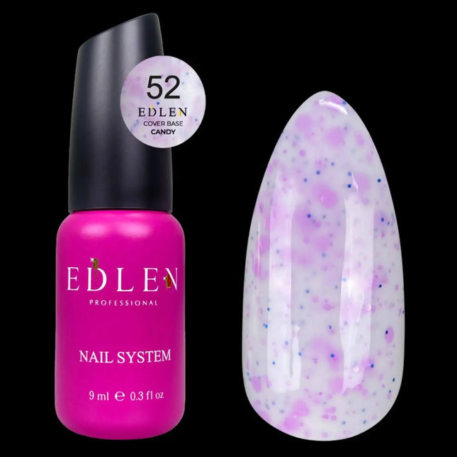 Edlen Cover Base Сandy №52 Milk with blue and purple flakes 9ml