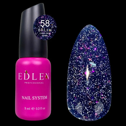 Capa de base Edlen Cover Flash nº 58 Mora con papel holográfico 9 ml