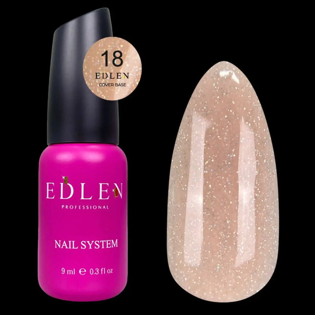 Capa de base Edlen Cover Holograma Nº18 Beige con brillo holográfico 9ml
