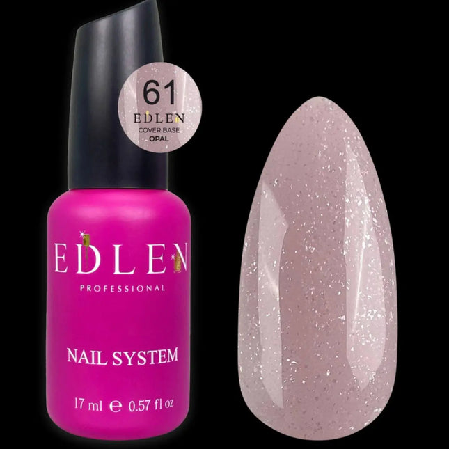 Edlen Cover Base Opal №61 Powder Pink with silver shimmer 17ml