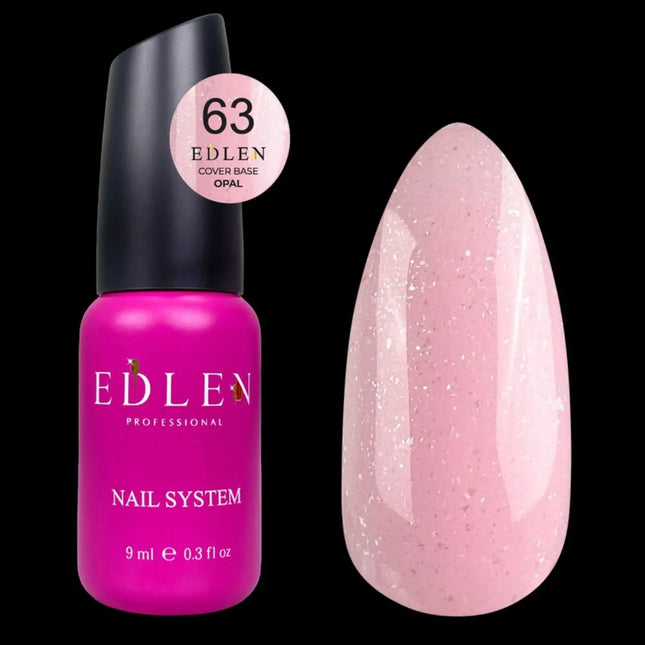 Edlen Cover Base Opal №63 Soft Pink with silver shimmer 9ml