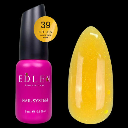 Edlen Cover Base Pixie №39 Warm Yellow with glitter 9ml