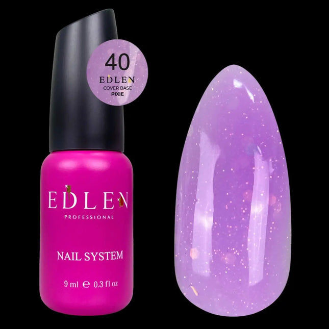 Edlen Cover Base Pixie №40 Orchid with glitter 9ml