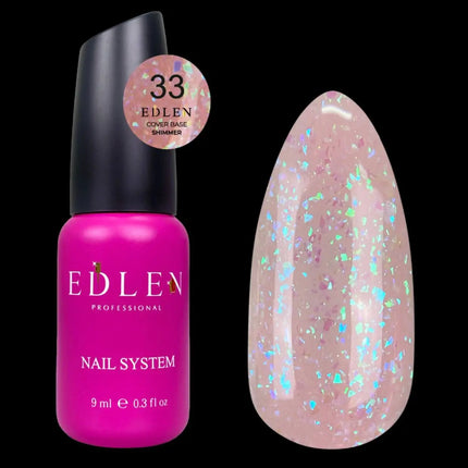 Capa de base Edlen Cover Shimer nº33 Pice con lámina holográfica 9ml