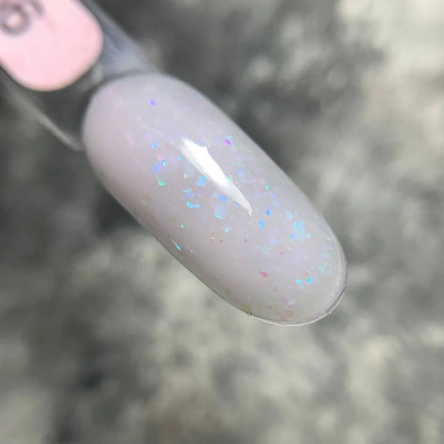 Edlen Cover Base Shimmer №66 Milky Pink with blue purple foil 9ml