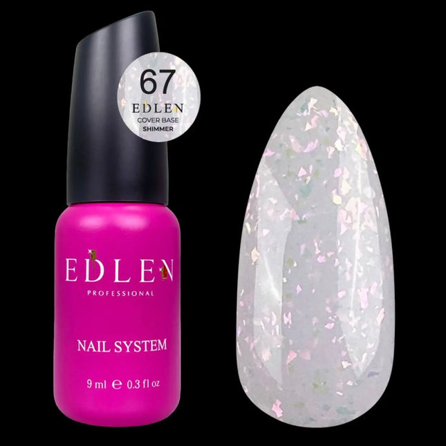 Edlen Cover Base Shimmer №67 Milky with purple pink foil 9ml