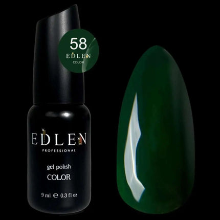 Esmalte semipermanente Edlen color №58 verde oscuro 9ml