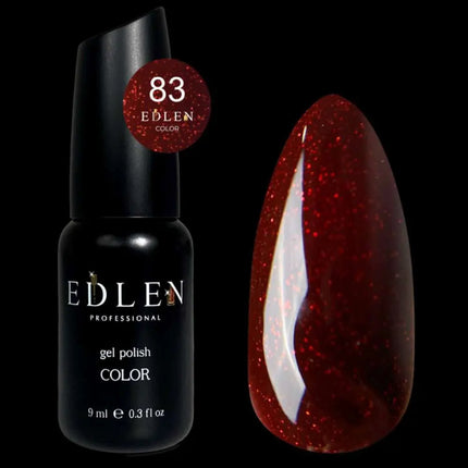 Esmalte semipermanente en gel Edlen, color n.º 83 rojo intenso con Shimmer, 9ml