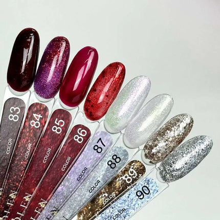 Esmalte semipermanente en gel Edlen, color n.º 83 rojo intenso con Shimmer, 9ml