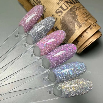 Saga Fiery Gel Polish №18 Silver with Blue foil 10ml