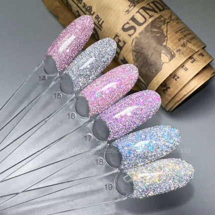 Saga Fiery Gel Polish №18 Silver with Blue foil 10ml