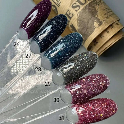 Saga Fiery Gel Polish №28 Azure with foil 10ml