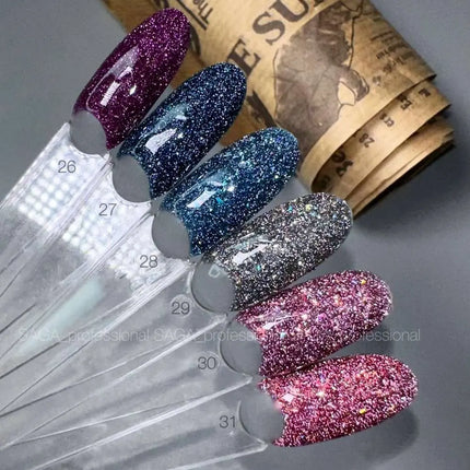 Saga Fiery Gel Polish №28 Azure with foil 10ml