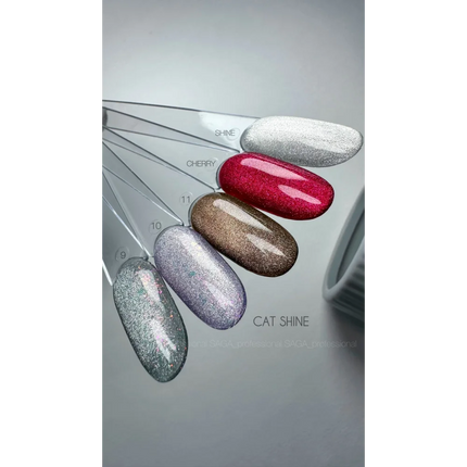 Gel polish Cat Shine №1(cherry) 9 ml Saga Professional - Gel Nail Polish