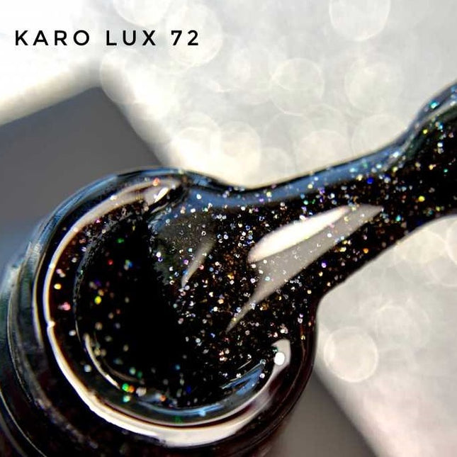 Esmalte de gel lux №72 negro con purpurina 8ml KARO