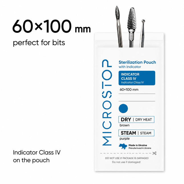 Sterilization Pouches MicroSTOP 60x100mm (white) 100pcs