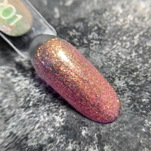 Esmalte de gel Luna №201 Color rosa con fina lámina holográfica 13ml