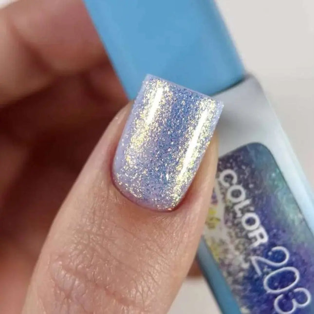 Esmalte de Gel Luna Nº203 Color Azul Violeta con fina lámina holográfica 13ml