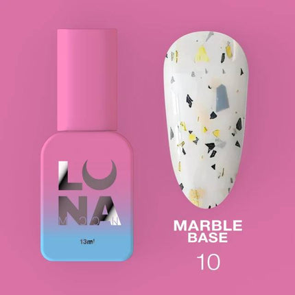 Luna Marble Base №10 Milk with gold and black foil 13ml