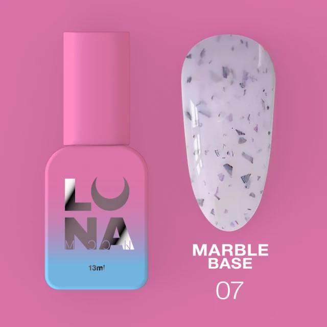 Luna Capa de base Mármol №07 Yogur de Mora con papel de aluminio negro y púrpura 13ml