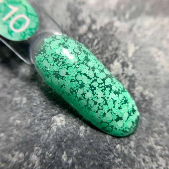 Luna Bubble Gel №10 green with white glitter 5ml