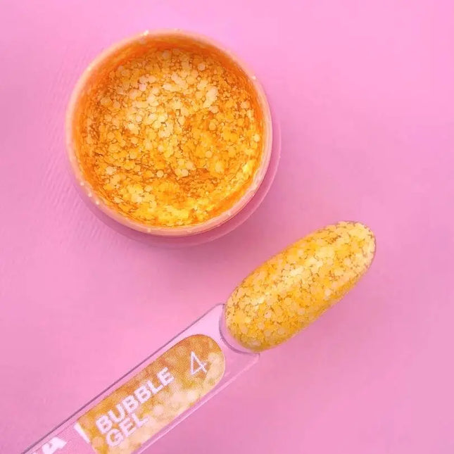 Luna Bubble Gel №04 light orange with white glitter 5ml