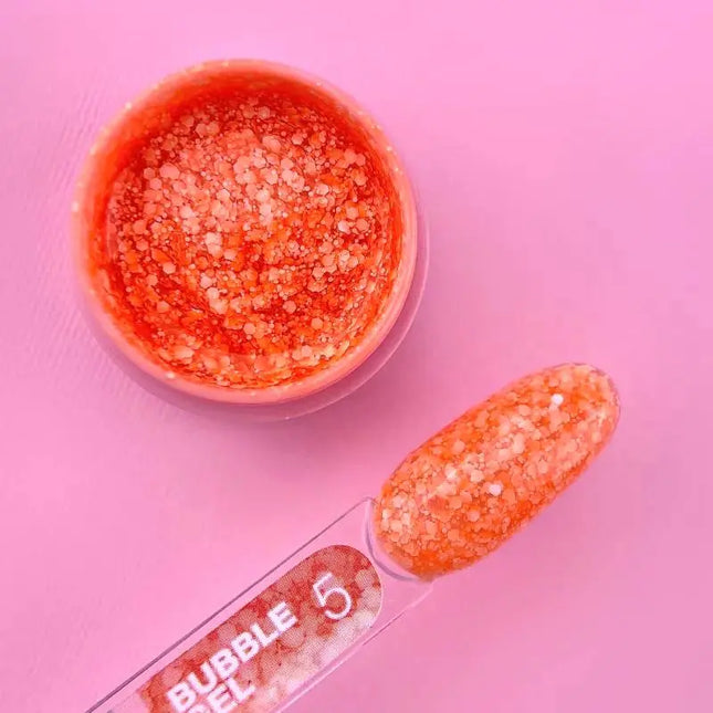 Luna Bubble Gel №05 orange with white glitter 5ml