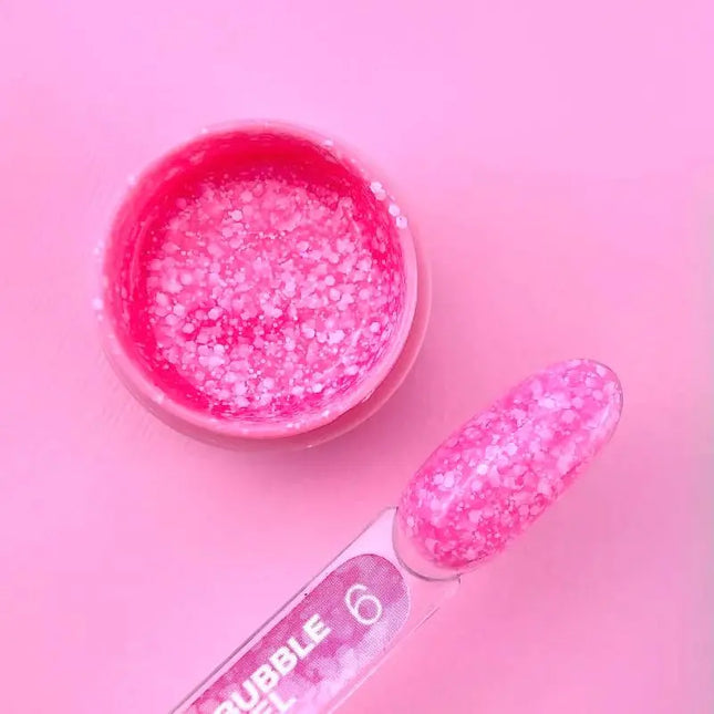 Luna Bubble Gel №06 pink with white glitter 5ml
