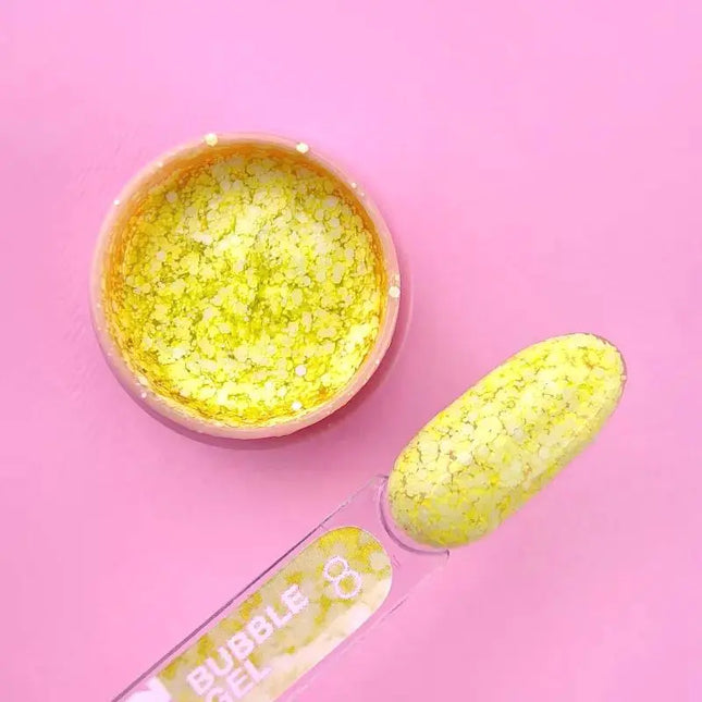 Luna Bubble Gel №08 yellow with white glitter 5ml
