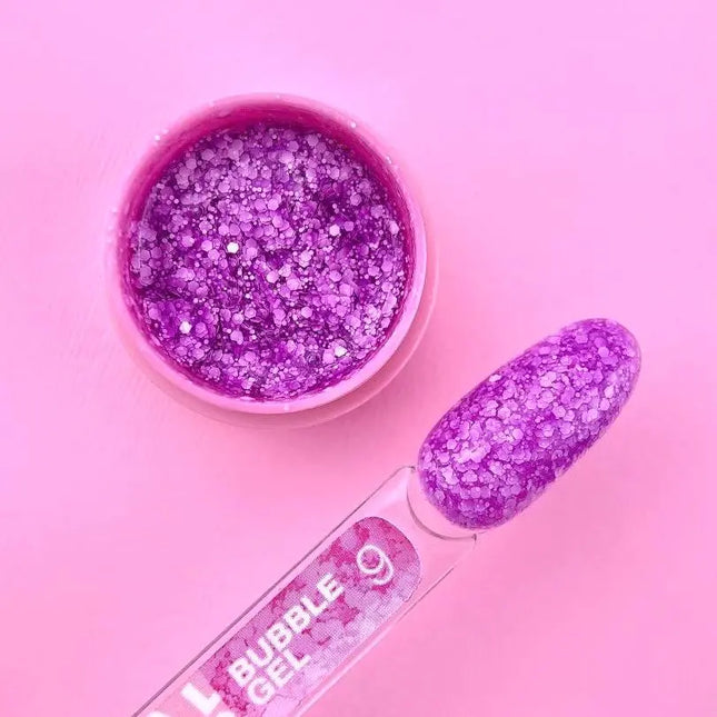 Luna Bubble Gel №09 purple with white glitter 5ml