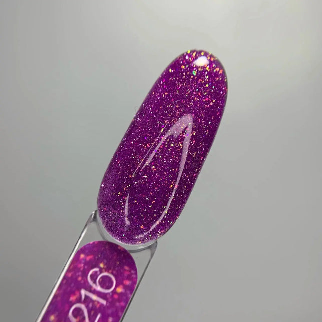 Esmalte en gel Luna Nº216 Reflection Purple con destellos multicolor 8ml