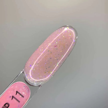 Luna Diamond Gel №11 Coral Pink with holographic foil 15ml