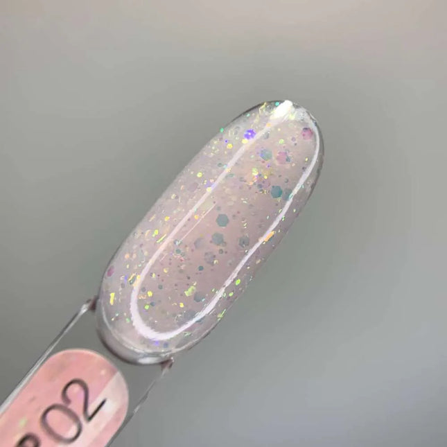 Gel de diamante Luna №02 Rosa pálido con purpurina 15ml
