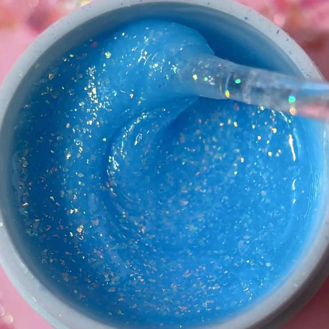 Gel Luna Diamond №07 Azul Claro con papel holográfico 15ml