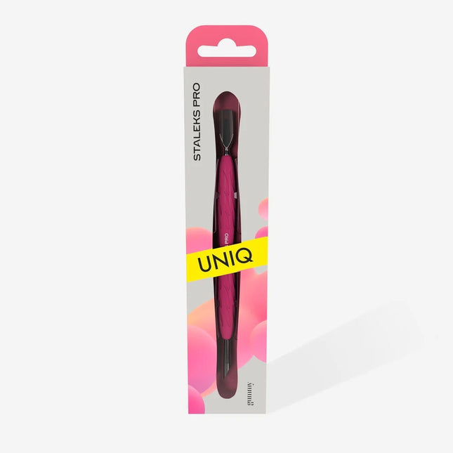Manicure pusher with silicone handle “Gummy” Staleks Pro UNIQ 10 TYPE 2 (narrow rounded pusher + slanted pusher)