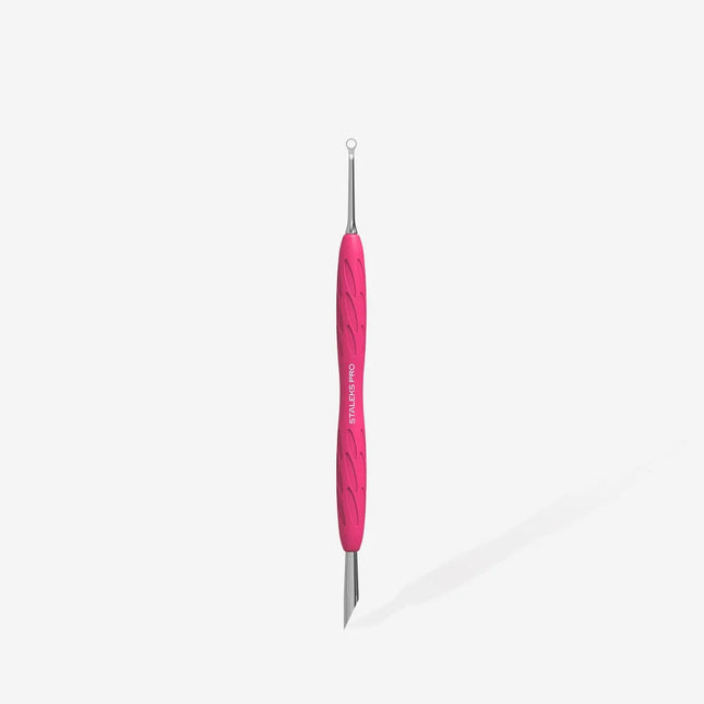 Manicure pusher with silicone handle “Gummy” Staleks Pro UNIQ 11 TYPE 2 (slanted pusher + ring) - Pusher