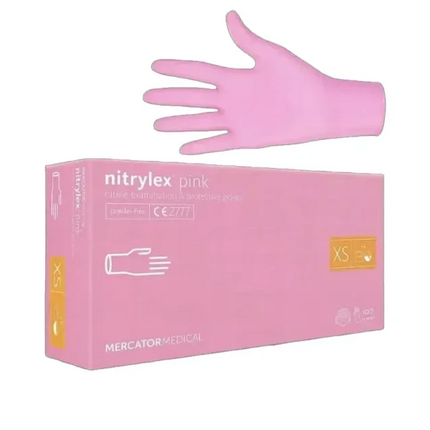 Nitrile powder-free gloves Nitrylex Mercator size XS (Pink) - Gloves