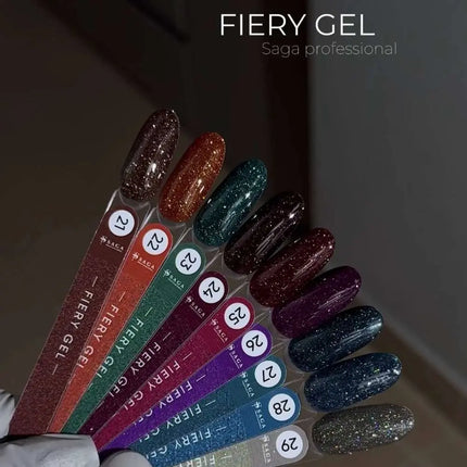 Saga Fiery Gel Polish №28 Azure with foil 10ml