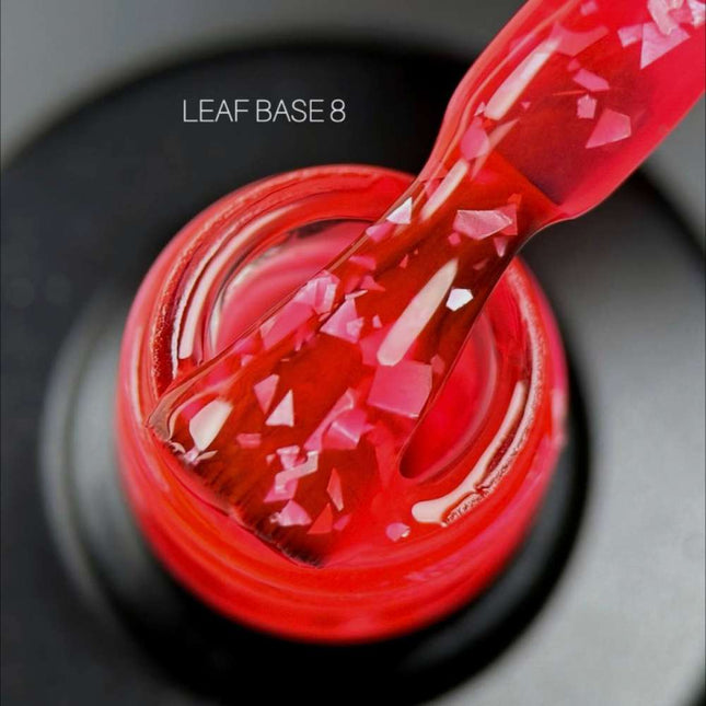 Saga Leaf Capa de base №08 Ruby con hoja de plata 9ml