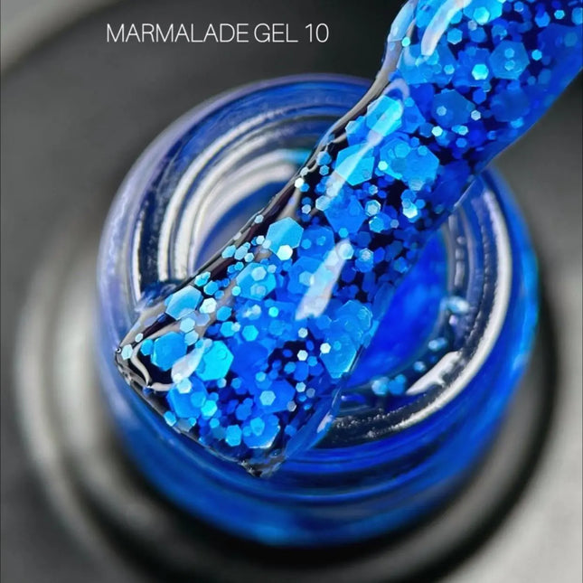 Esmalte en gel Saga Marmalade nº10 azul con escamas blancas 9ml