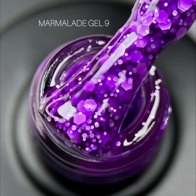 Esmalte en gel Saga Marmalade nº09 morado con escamas blancas 9ml