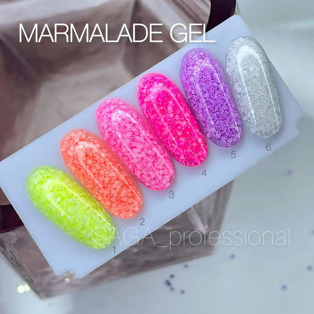 Esmalte en gel Saga Marmalade №01 Chartreuse con escamas 9ml