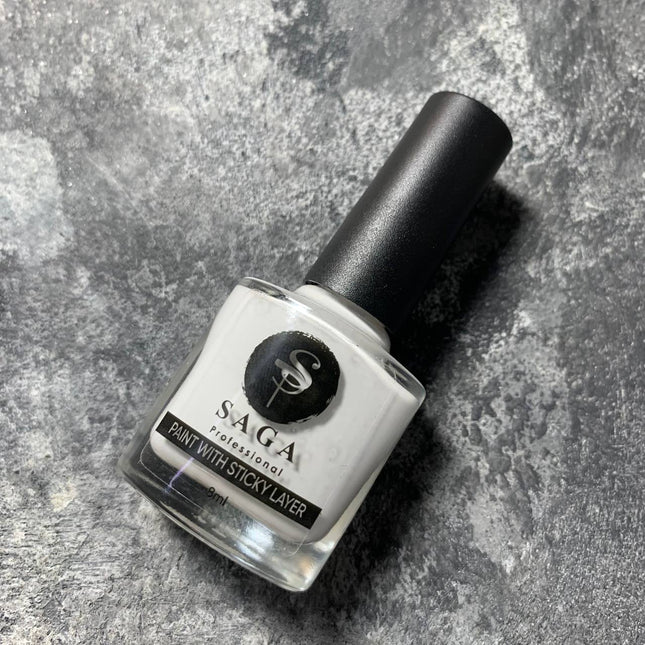 Stamping Paint White with sticky layer 8ml Saga Professional