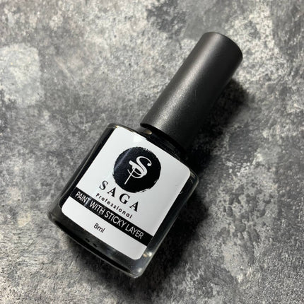 Stamping Paint Negro con capa adhesiva 8ml Saga Professional