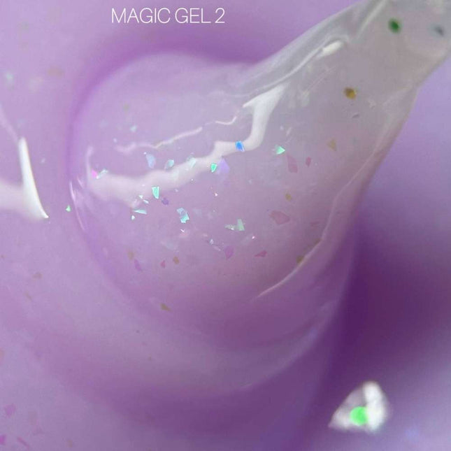 Saga Magic Gel №02 Lila con papel holográfico 15ml